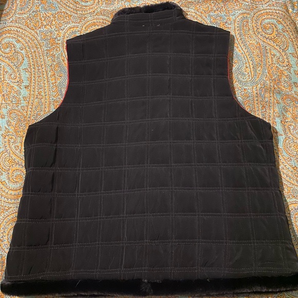 Reversible black and red silk vest with faux fur trim sz 14-16 - Picture 5 of 5